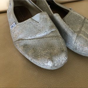 Toms Silver Glitter Canvas Wrap Classic Slip-Ons